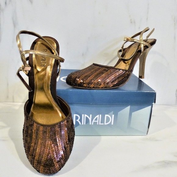 NWB Bronze Seqenced High Heel Shoes - Picture 6 of 7